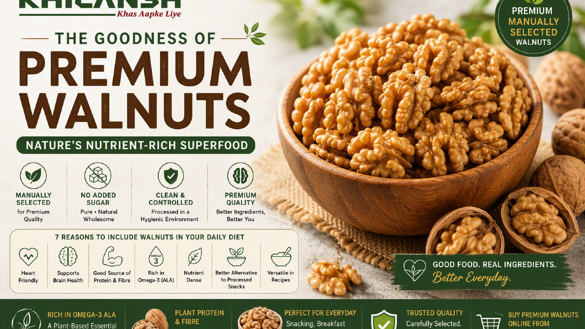 The Goodness of Premium Manually Selected Walnuts: Nature’s Nutrient-Rich Superfood by Khilansh Foods