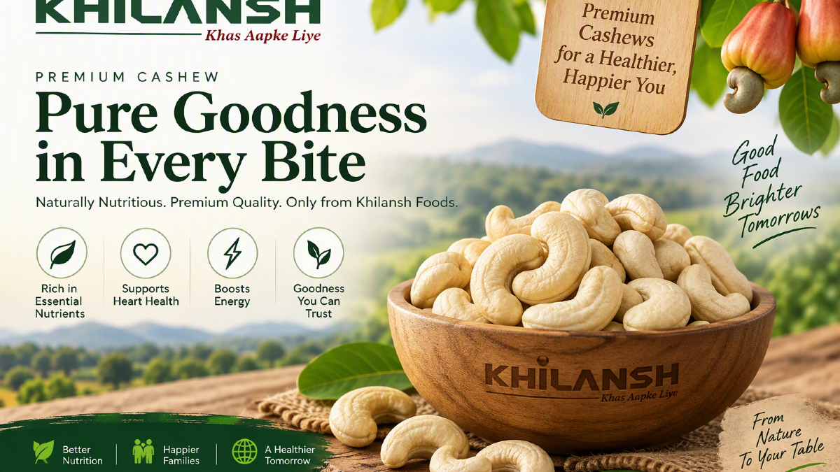 The Goodness of Premium Hand-sorted Cashews by Khilansh Foods