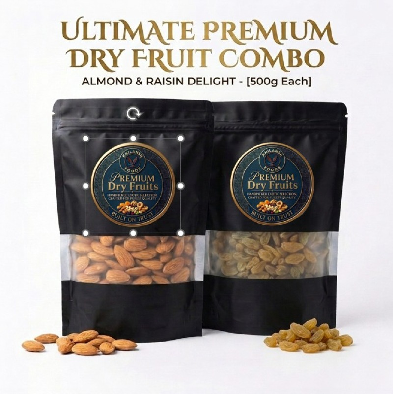 Almond and Raisins Combo Pack | 100% Natural Dry Fruits | 250g Each (500g Net)