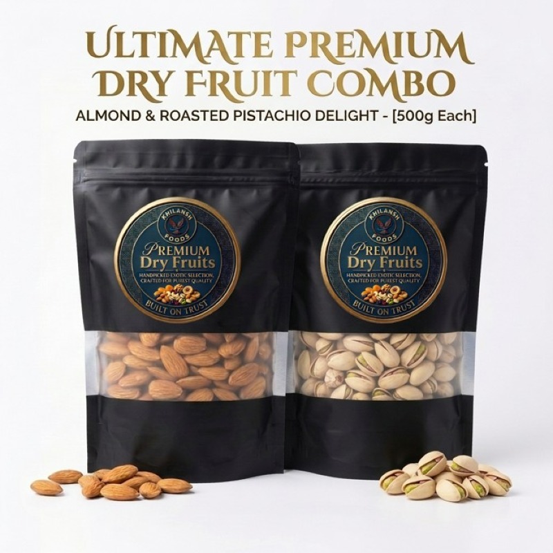 Almond and Pistachios Combo Pack | 100% Natural Dry Fruits | 250g Each (500g Net)