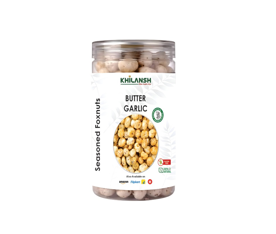 Butter Garlic Roasted Makhana in Olive Oil – Gluten-Free & Low-Calorie | 70g