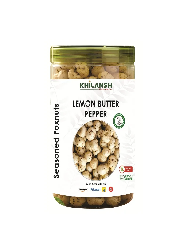 Lemon Butter Pepper Roasted Makhana in Olive Oil – Gluten-Free & Low-Calorie | 70g