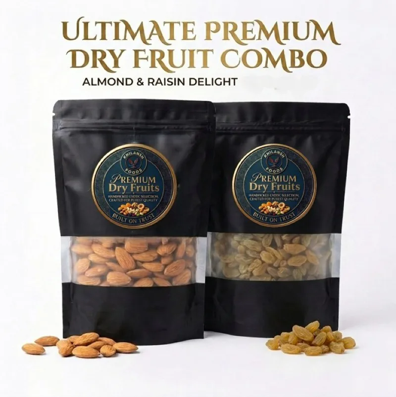 Almond and Raisins Combo Pack | 100% Natural Dry Fruits | 250g Each (500g Net)